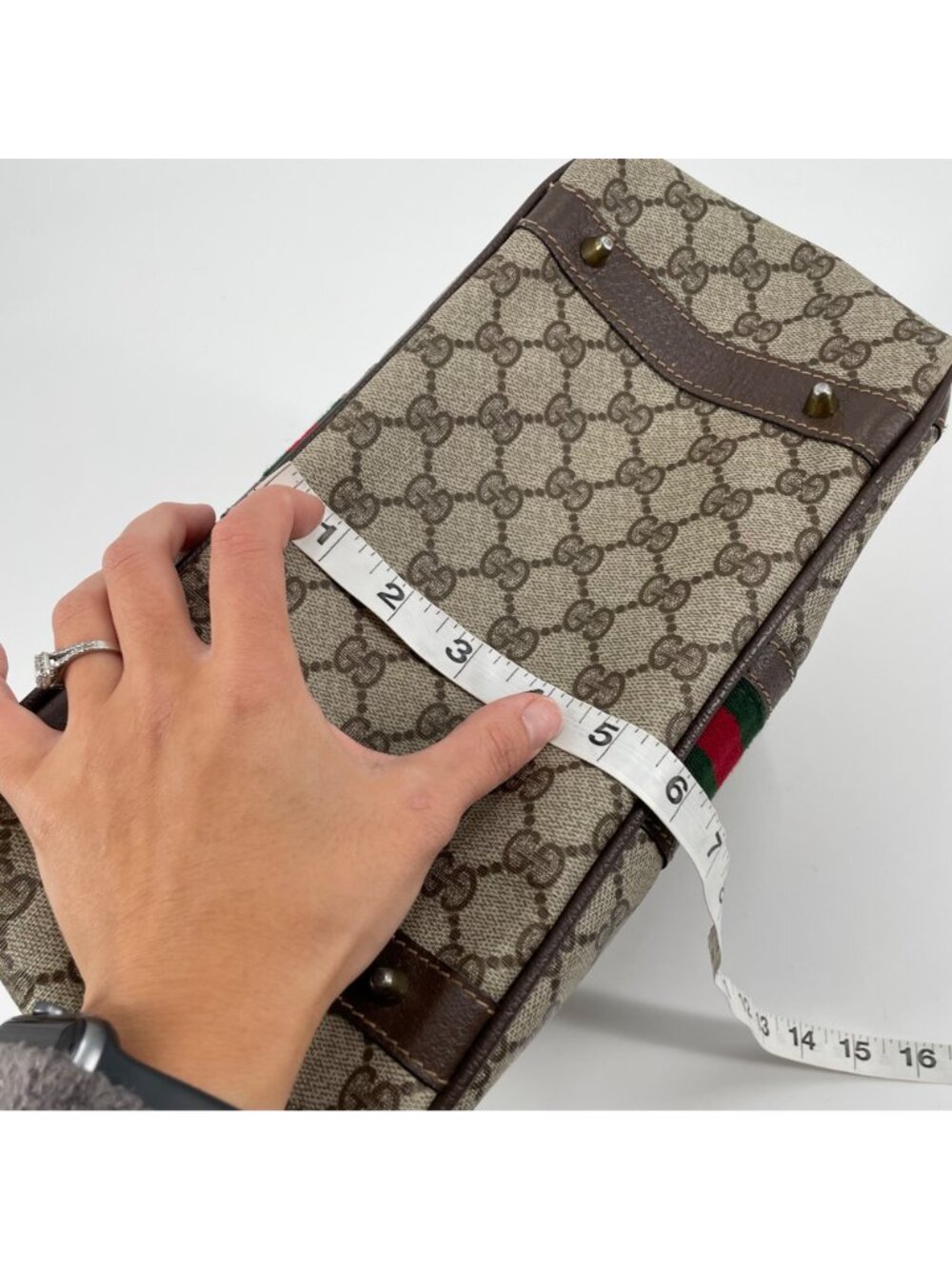 Gucci Ophidia Boston Leather Medium Top Handle Purse Bag Monogram Logo Luxury - Picture 13 of 16